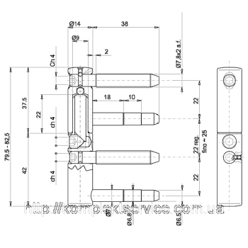 Дверная 4-х штыревая петля Cemom D16 - от 135.46 грн.