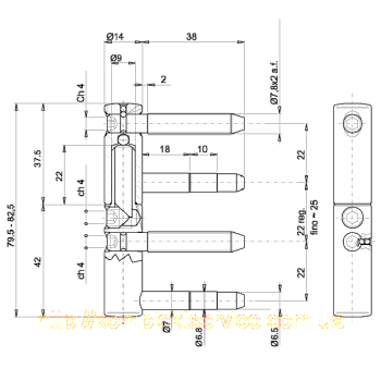 Дверная 4-х штыревая петля Otlav D20 - от 312.60 грн.