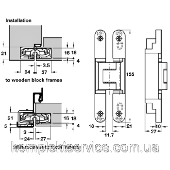 Скрытая дверная петля Simonswerk TECTUS TE 240 3D N, хром матовый - от 2 865.50 грн.