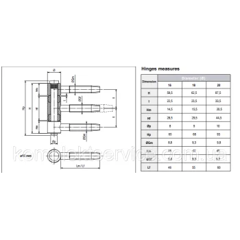 Петля 3-х штирова AGB D16 біхром — від 73.70 грн.