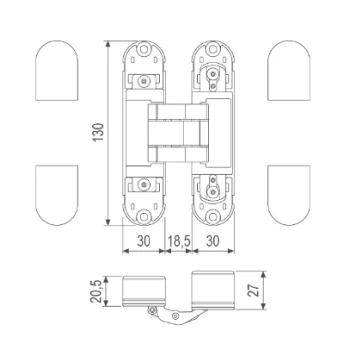 Скрытая центрированная петля AGB Серия Eclipse 2.1, черный - от 1 172.25 грн.
