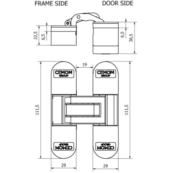 Прихована петля Cemom Estetic-80A на 80 кг, матовий хром
