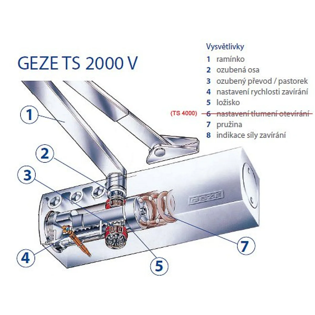Дверной доводчик Geze TS 2000 NV BC, белый - купить | Доводчики