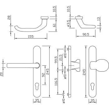 Дверна ручка для профільних дверей greenteQ DG 58.ER.SSWK PZ 92 — від 5 210.00 грн.