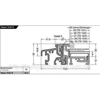 Дверной порог Weser 74/32 TI от Gutmann AG, EV1 - от 980.00 грн.