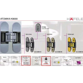 Прихована петля Krona Koblenz Atomika K8000 (60 кг), хром матовий — від 859.65 грн.