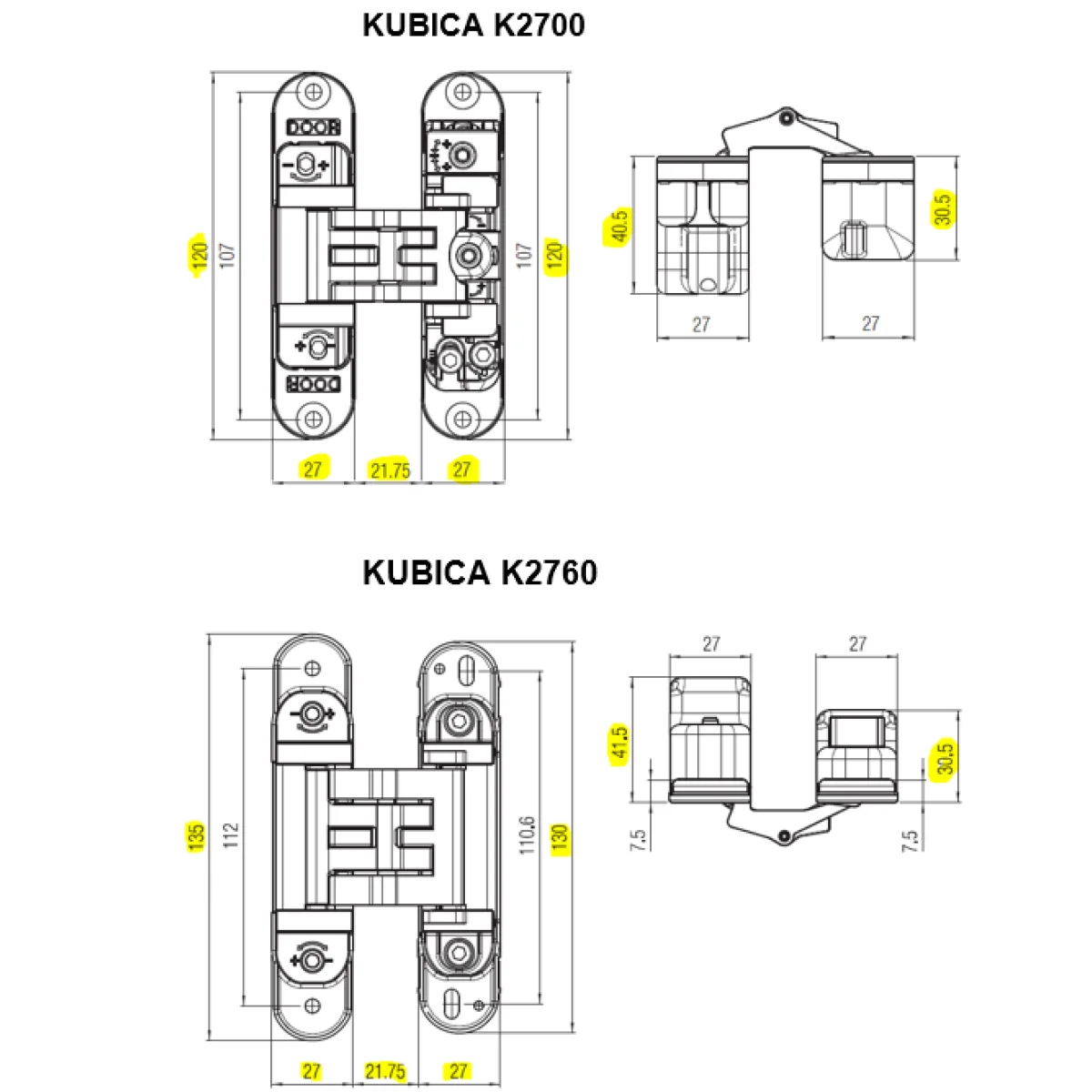 Скрытая петля Krona Koblenz Kubica K2760 — купити | Петлі