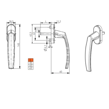 Ручка оконная Medos Victory черная - от 105.24 грн.
