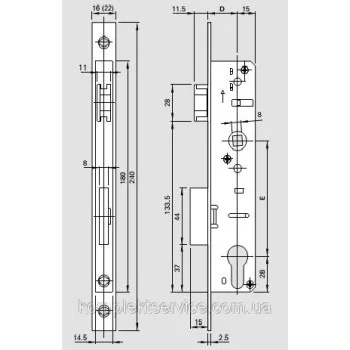 Замок ROTO, із защіпкою 45/8/16/92, дорнмас 45 мм., планка 16 мм. - от 804.96 грн.