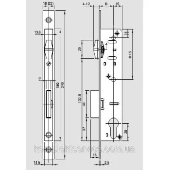Замок ROTO, з роликом 45/8/16/92, дорнмас 45 мм., планка 16 мм. - от 850.43 грн.