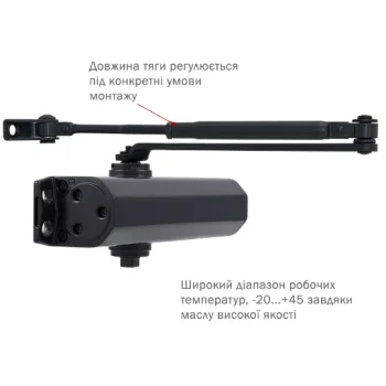 Доводчик со стандартной тягой RYOBI *1500 D-1554 STD_ARM EN_2/3/4 до_80кг 1100мм FIRE - от 2 506.01 грн.